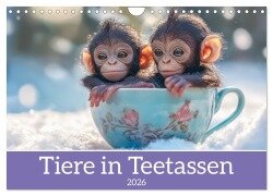 Tiere in Teetassen (Wandkalender 2026 DIN A4 quer), CALVENDO Monatskalender - Liselotte Brunner-Klaus
