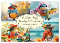 Niedliche Vögel! Trendige Schnabelstars erobern die Modewelt (Wandkalender 2025 DIN A3 quer), CALVENDO Monatskalender - Rose Hurley