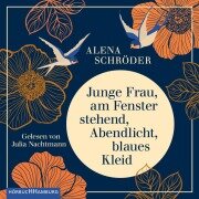 Junge Frau, am Fenster stehend, Abendlicht, blaues Kleid - Alena Schröder