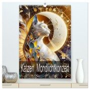 Katzen Mondlichtkonzert (hochwertiger Premium Wandkalender 2026 DIN A2 hoch), Kunstdruck in Hochglanz - Dusanka Djeric