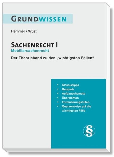 Grundwissen Sachenrecht I - Mobiliarsrecht - Karl-Edmund Hemmer, Clemens D'Alquen, Achim Wüst