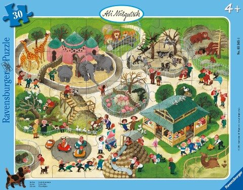 Ravensburger Kinderpuzzle - Ali Mitgutsch: Im Zoo - 30-48 Teile Rahmenpuzzle für Kinder ab 4 Jahren - 