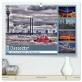 Düsseldorf - Lebendige Perspektiven des Rheinturmes (hochwertiger Premium Wandkalender 2025 DIN A2 quer), Kunstdruck in Hochglanz - Bettina Hackstein