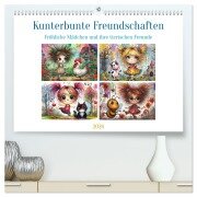 Kunterbunte Freundschaften - Fröhliche Mädchen und ihre tierischen Freunde (hochwertiger Premium Wandkalender 2026 DIN A2 quer), Kunstdruck in Hochglanz - Fotodesign Verena Scholze