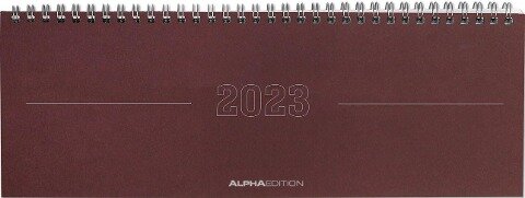 Tisch-Querkalender Papyrus Rot 2023 - Büro-Planer 29,7x10,5 cm - Tisch-Kalender - 1 Woche 2 Seiten - Ringbindung - Alpha Edition - 