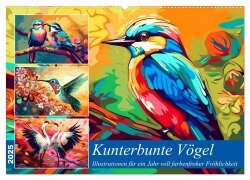 Kunterbunte Vögel (Wandkalender 2025 DIN A2 quer), CALVENDO Monatskalender - Kerstin Waurick