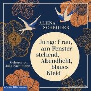 Junge Frau, am Fenster stehend, Abendlicht, blaues Kleid - Alena Schröder