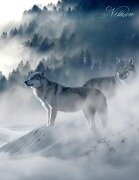 Cover-Bild zum Titel 'Fantasy Notizbuch: Wölfe im Nebel - weiße Seiten mit Eckmotiv' von 'Samuriel Sternenfeuer'