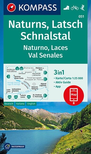 KOMPASS Wanderkarte 051 Naturns, Latsch, Schnalstal, Naturno, Laces, Val Senales - 