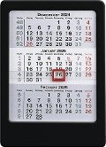 3-Monats-Tischaufsteller 2025 schwarz - Tisch-Kalender 12x16 cm - Büro-Kalender - mit Datumsschieber - Zettler - 