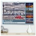 Düsseldorf - Lebendige Perspektiven des Rheinturmes (hochwertiger Premium Wandkalender 2024 DIN A2 quer), Kunstdruck in Hochglanz - Bettina Hackstein