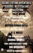 Cover-Bild zum Titel 'Science Fiction Adventures Classics in Literature Collection. Illustrated' von 'Jules Verne, Arthur Conan Doyle, H. G. Wells, George Orwell, Ray Bradbury'