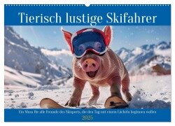 Tierisch lustige Skifahrer (Wandkalender 2025 DIN A2 quer), CALVENDO Monatskalender - Peter Rübsamen