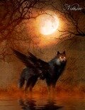 Fantasy Notizbuch: Schattenwolf - weiße Seiten mit Eckmotiv - Samuriel Sternenfeuer