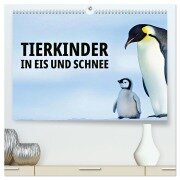 Tierkinder in Eis und Schnee (hochwertiger Premium Wandkalender 2026 DIN A2 quer), Kunstdruck in Hochglanz - Susan Michel