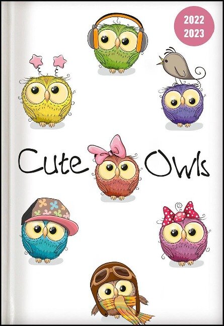 Collegetimer Cute Owls 2022/2023 - Schüler-Kalender A5 (15x21 cm) - Eule - Weekly - 224 Seiten - Terminplaner - Alpha Edition - 