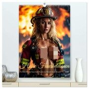 Heiße Feuerheldinnen - Verführerische Feuerwehrfrauen im Dienst der Fantasie (hochwertiger Premium Wandkalender 2025 DIN A2 hoch), Kunstdruck in Hochglanz - FrauenInUniform FrauenInUniform