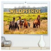 Freiheitsliebende Wildpferde (hochwertiger Premium Wandkalender 2026 DIN A2 quer), Kunstdruck in Hochglanz - Happy Monkey