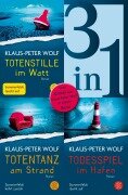 Cover-Bild zum Titel 'Totenstille im Watt / Totentanz am Strand / Todesspiel im Hafen - Drei Ostfriesenkrimis in einem Band' von 'Klaus-Peter Wolf'