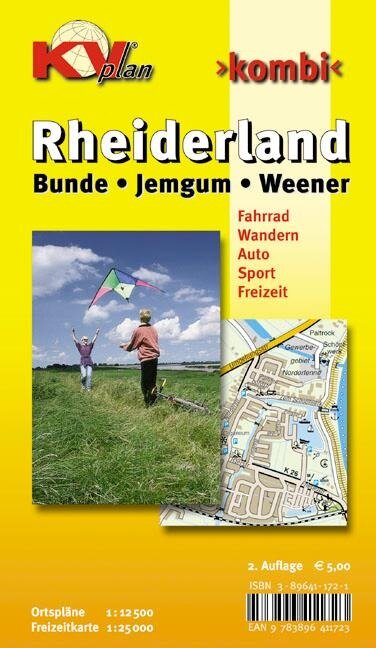 Rheiderland (Bunde, Jemgum, Weener), KVplan, Radkarte/Freizeitkarte/Stadtplan, 1:25.000 / 1:12.500