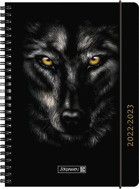BRUNNEN 1072155063 Wochenkalender Schülerkalender 2022/2023 "Wolf" 2 Seiten = 1 Woche Blattgröße 14,8 x 21 cm A5 PP-Einband - 