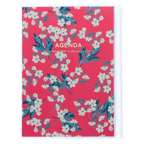 MARK'S 2021/2022 Taschenkalender A5 vertikal, Flower Pattern // Pink - 