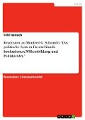 Rezension zu Manfred G. Schmidts "Das politische System Deutschlands. Institutionen, Willensbildung und Politikfelder." - Tobi Remsch