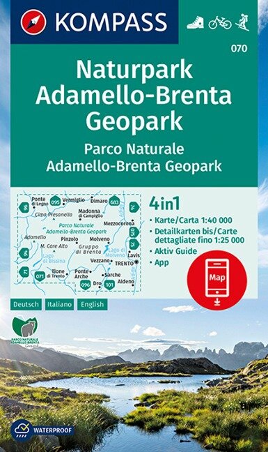 KOMPASS Wanderkarte 070 Naturpark Adamello-Brenta Geopark, Parco Naturale Adamello-Brenta Geopark - 