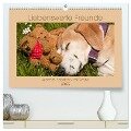 Liebenswerte Freunde - Azawakh-Ridgeback mit Teddys (hochwertiger Premium Wandkalender 2025 DIN A2 quer), Kunstdruck in Hochglanz - Meike Bölts