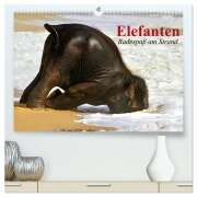 Cover-Bild zum Titel 'Elefanten. Badespaß am Strand (hochwertiger Premium Wandkalender 2026 DIN A2 quer), Kunstdruck in Hochglanz' von 'Elisabeth Stanzer'