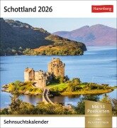 Cover-Bild zum Titel 'Schottland Sehnsuchtskalender 2026 - Wochenkalender mit 53 Postkarten' von 'Patrick Frischknecht'