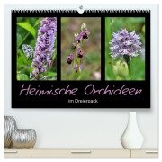 Heimische Orchideen im Dreierpack (hochwertiger Premium Wandkalender 2026 DIN A2 quer), Kunstdruck in Hochglanz - Sabine Löwer