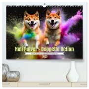 Holi Pulver - Doppelte Action (hochwertiger Premium Wandkalender 2025 DIN A2 quer), Kunstdruck in Hochglanz - Fotodesign Verena Scholze