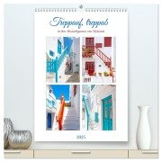 Treppauf, treppab in den Altstadtgassen von Mykonos (hochwertiger Premium Wandkalender 2025 DIN A2 hoch), Kunstdruck in Hochglanz - Nina Schwarze