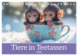 Tiere in Teetassen (Tischkalender 2026 DIN A5 quer), CALVENDO Monatskalender - Liselotte Brunner-Klaus