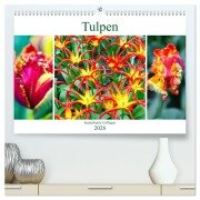 Tulpen - kunterbunte Collagen (hochwertiger Premium Wandkalender 2026 DIN A2 quer), Kunstdruck in Hochglanz - Nina Schwarze