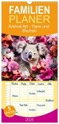 Familienplaner 2025 - Animal Art - Tiere und Blumen mit 5 Spalten (Wandkalender, 21 x 45 cm) CALVENDO - Dirk Meutzner