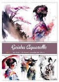 Geisha Aquarelle - Japanische Kulturdamen, Landschaft und Sakura (Wandkalender 2025 DIN A2 hoch), CALVENDO Monatskalender - Anja Frost