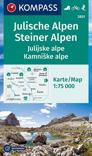 KOMPASS Wanderkarte 2801 Julische Alpen/Julijske alpe, Steiner Alpen/Kamniske alpe - 