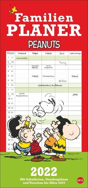 Peanuts Familienplaner - Kalender 2022 - 