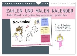 Zahlen und Malen Kalender mit der kleinen Prinzessin (Wandkalender 2025 DIN A4 quer), CALVENDO Monatskalender - Steckandose Dmr