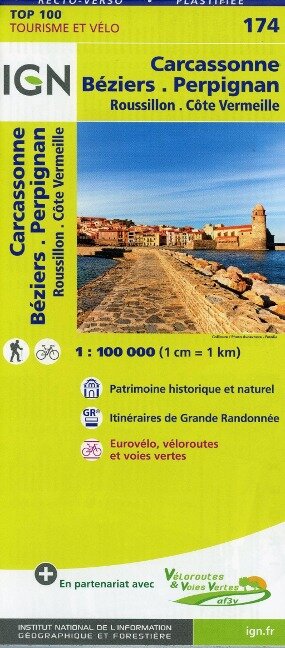 IGN Carcassonne Béziers Perpignan 1 : 100 000 - 