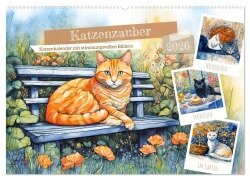 Katzenzauber - Katzenkalender mit stimmungsvollen Bildern (Wandkalender 2026 DIN A2 quer), CALVENDO Monatskalender - Anja Frost