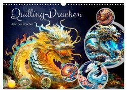 Quilling-Drachen - Jahr des Drachen (Wandkalender 2025 DIN A3 quer), CALVENDO Monatskalender - Anja Frost