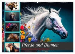Pferde und Blumen (Wandkalender 2025 DIN A2 quer), CALVENDO Monatskalender - Dirk Meutzner