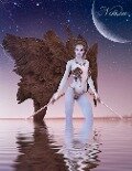 Fantasy Notizbuch: Aequae, die Schattenkriegerin - weiße Seiten mit Eckmotiv - Samuriel Sternenfeuer