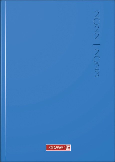 BRUNNEN 1072020113 Tageskalender Schülerkalender 2022/2023 "Plain Blue" 1 Seite = 1 Tag, Sa. + So. auf einer Seite Blattgröße 14,8 x 21 cm A5 Hardcover-Einband - 