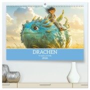 Drachen - Verspielt und fluffig (hochwertiger Premium Wandkalender 2026 DIN A2 quer), Kunstdruck in Hochglanz - Liselotte Brunner-Klaus