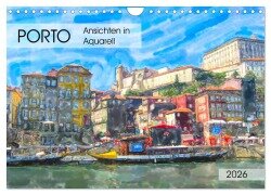 Porto - Ansichten in Aquarell (Wandkalender 2026 DIN A4 quer), CALVENDO Monatskalender - Anja Frost