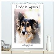 Hunde in Aquarell - Jahresplaner (hochwertiger Premium Wandkalender 2025 DIN A2 hoch), Kunstdruck in Hochglanz - Sonja Teßen